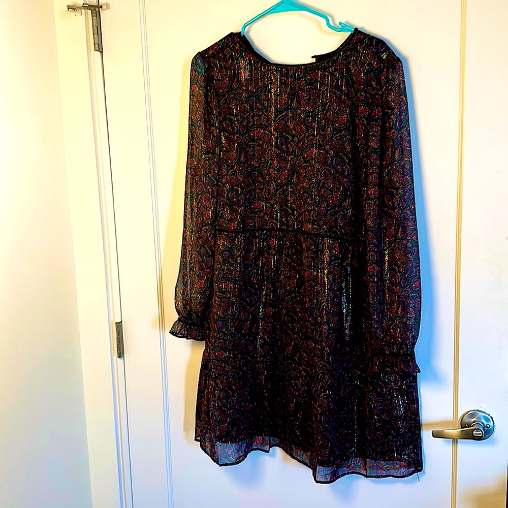 Loft Paisley Metallic LS Dress